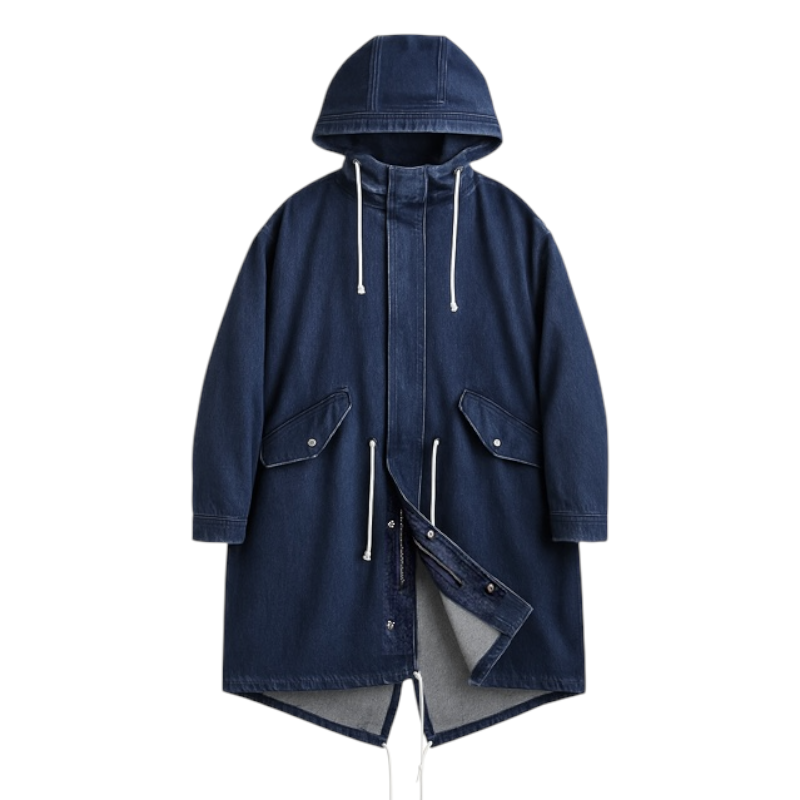 Denim fishtail parka with hood – Generayxion