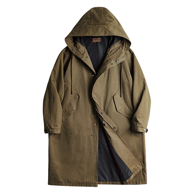 Army hooded long trench coat – Generayxion