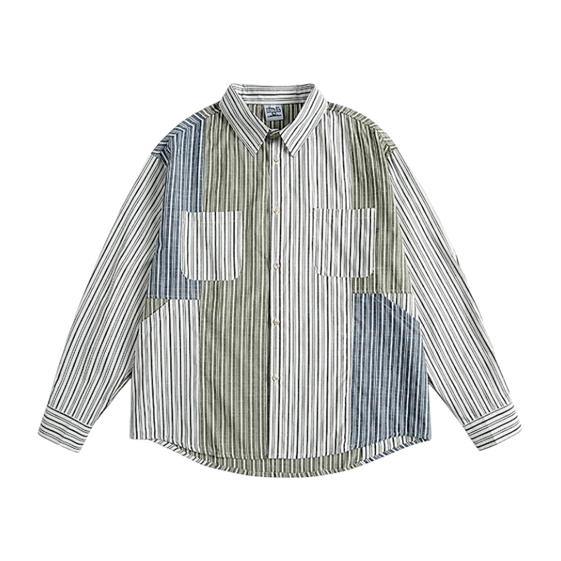 Patchwork multi color stripe oversized shirt – Generayxion